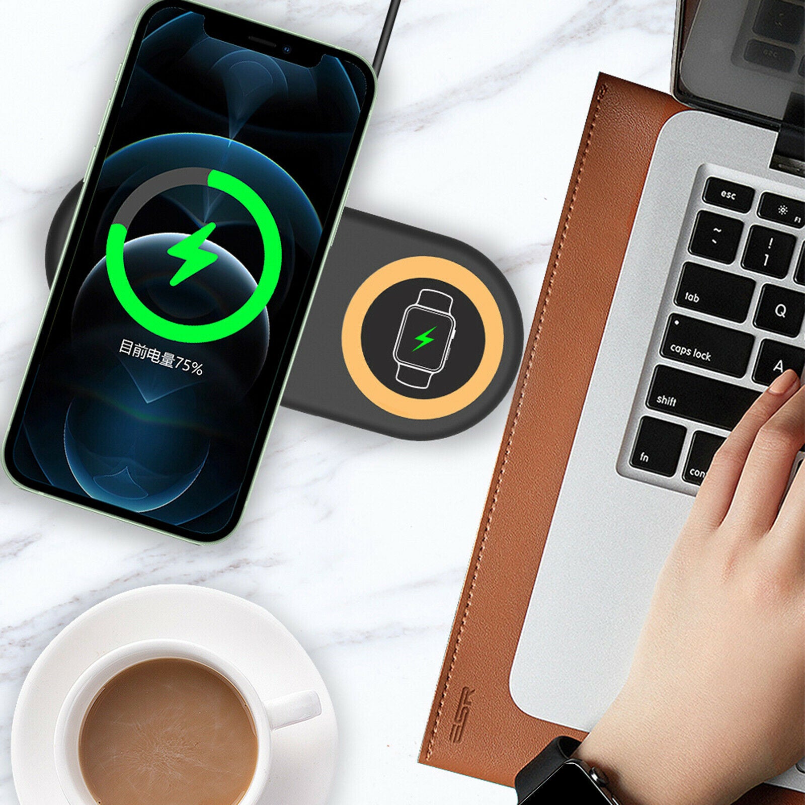 360° Rotation 3 in 1 Foldable Wireless Fast Charger Charging Station Black