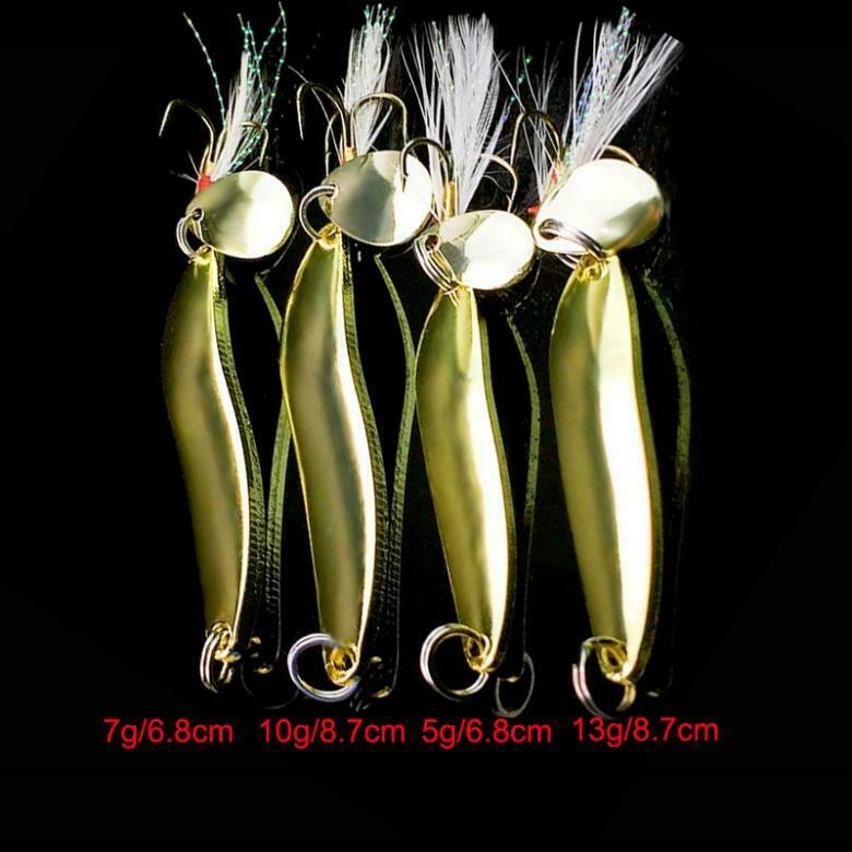 4pcs Artificial Metal Fishing Lure Paillette Sequins Spoon Hard Bait Treble Hook