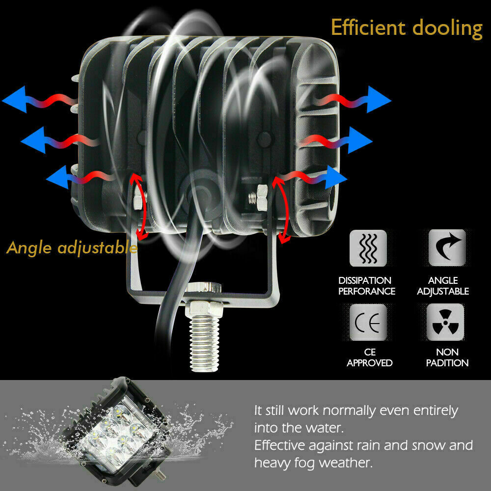 4" LED Work Light Bar Cube Side Shooter Pod White & Amber Strobe Lamp SUV Light