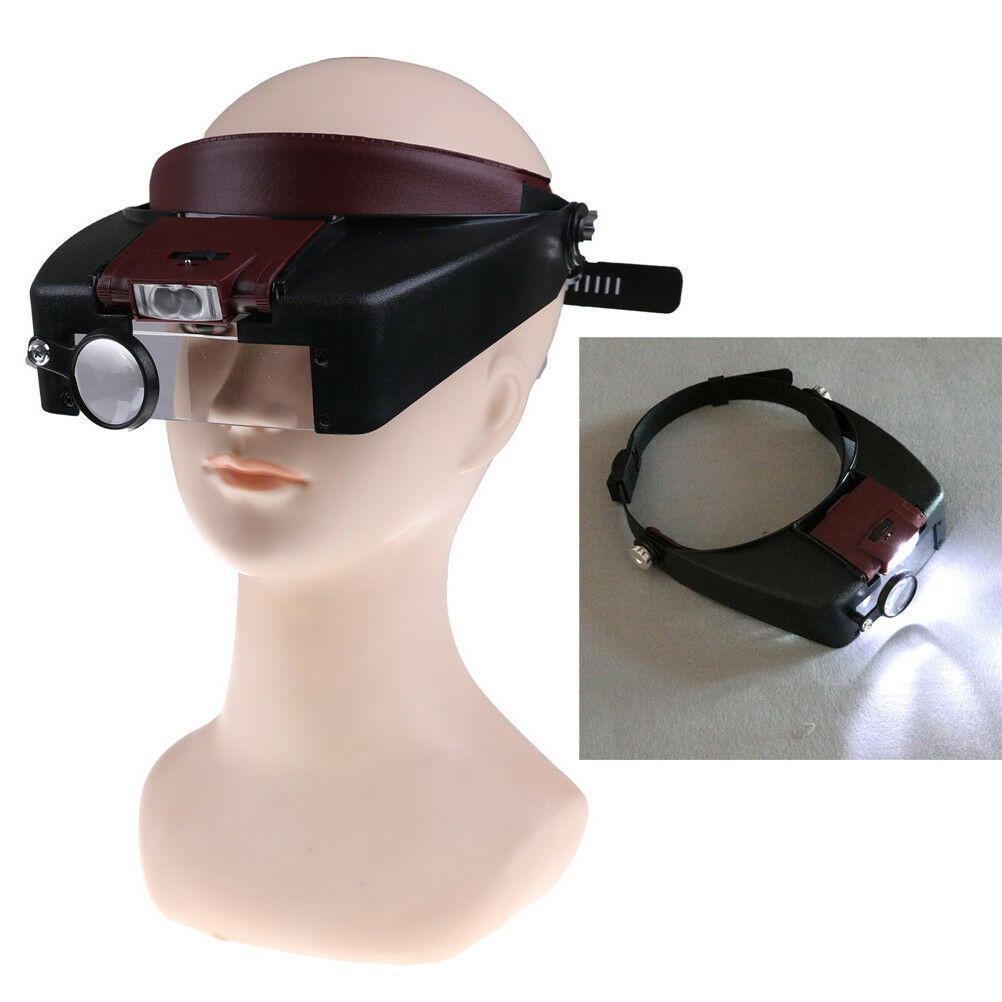 10x Headband Magnifying Glass Eye Repair Magnifier LED Light Glasses‘Loupe BDAU