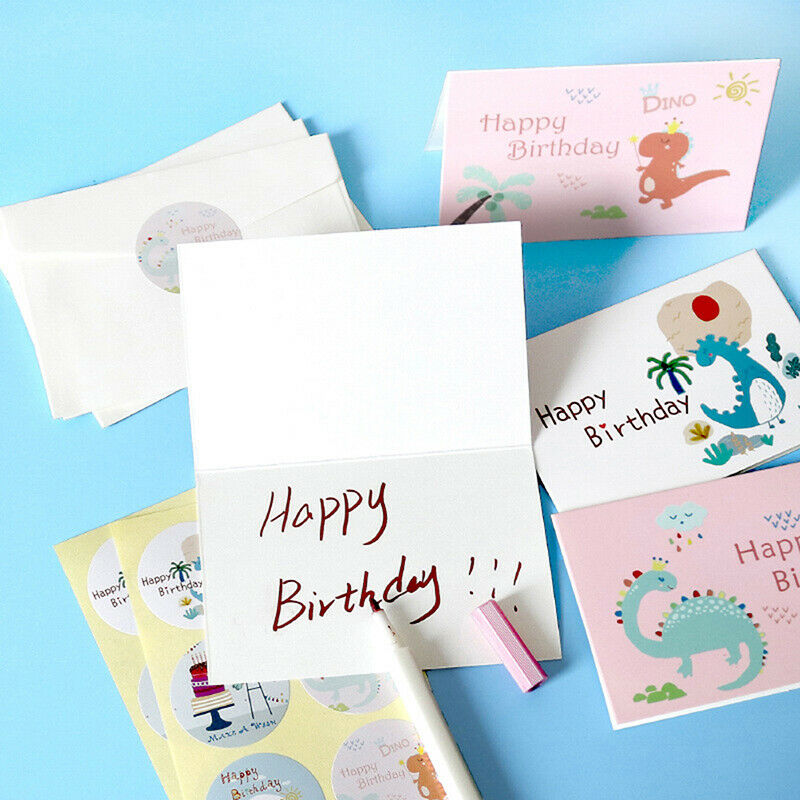 6Set of Happy Birthday Cards with Envelopes and Stickers Folding Greeting.l8