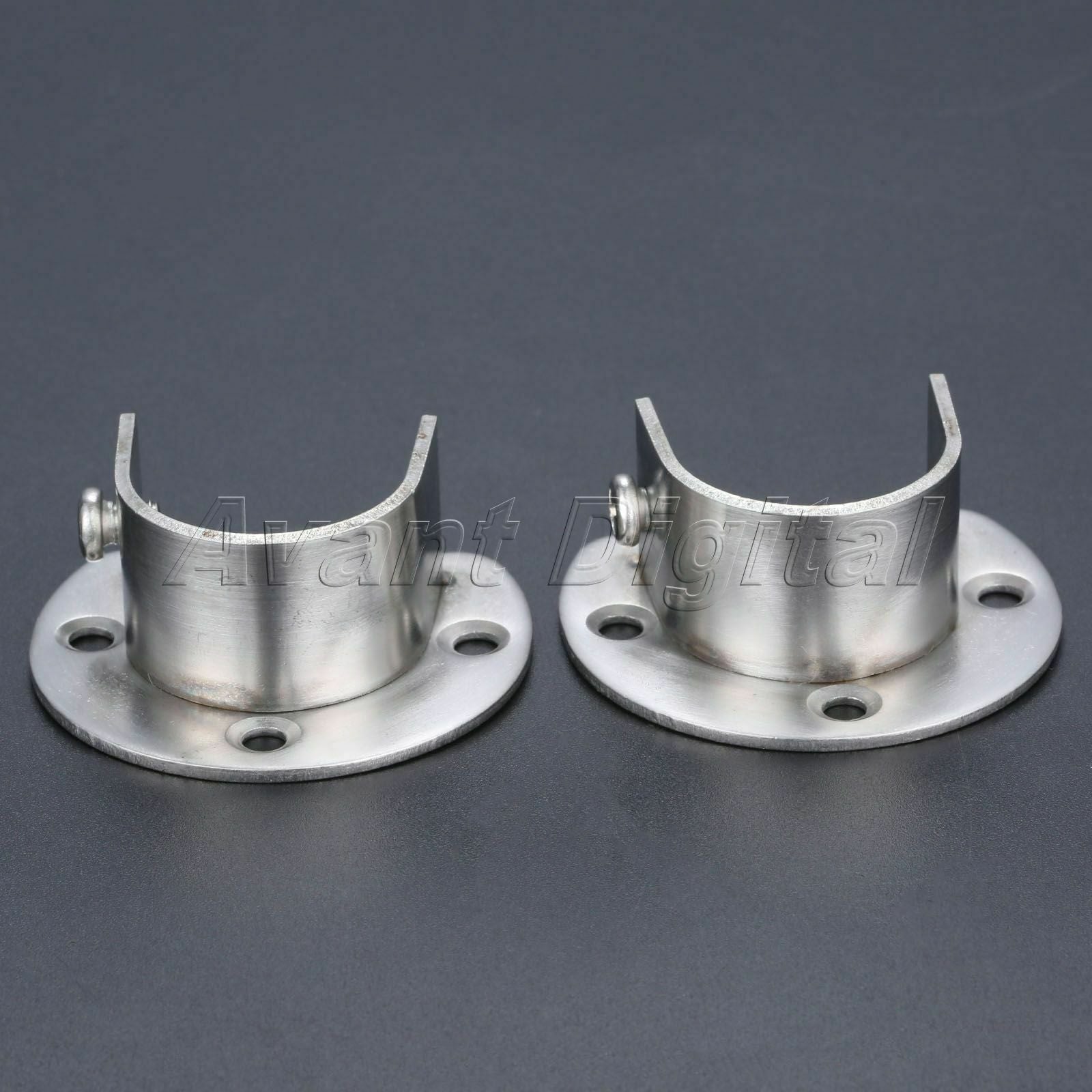 U-Shape Closet Clothes Pole Rod Flange Durable Support Holder Socket Bracket Set