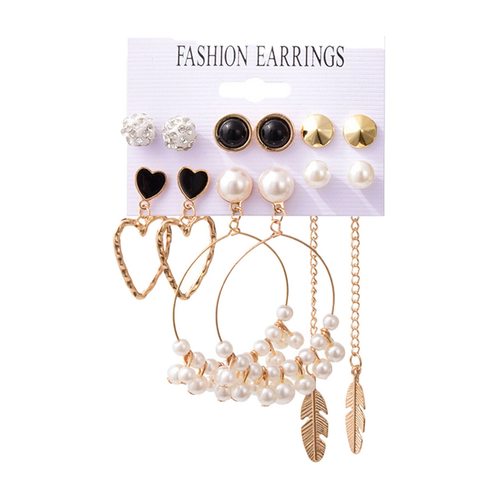 6 Pairs Earrings Ear Cuff Glass Rhinestone Set for Women Jewel Fashion
