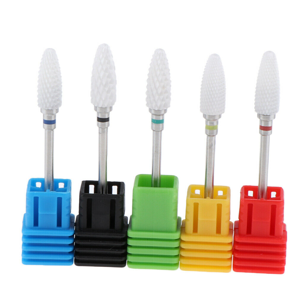 5pcs/set Ceramic Nail Art Grinding Head Drill Bits Manicure Gel Remover Tool - B