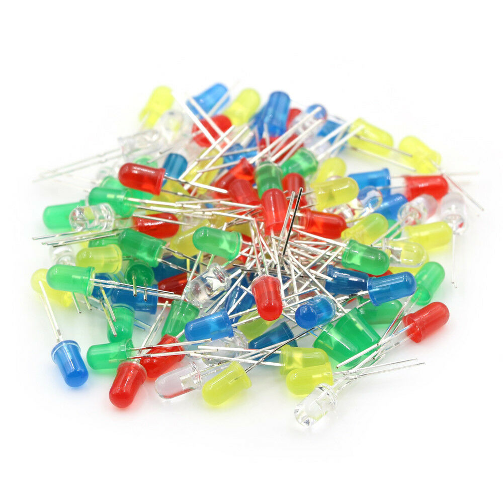 100X/Set 5mm LED Lights Emittings Diodes DC2.5V-3V Red Green White Blue Y.l8