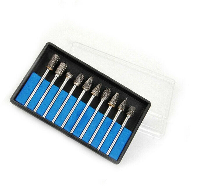 10Pcs Carbide Bur Double Cut Set 3mm Shank [M1]
