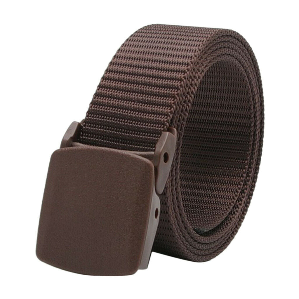 Men Women Nylon Webbing Belt Military Sports Web Belt Jeans Waistbelt Coffee
