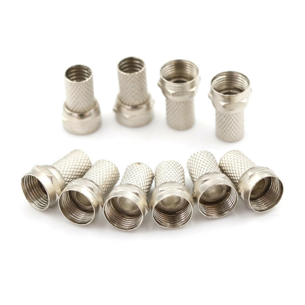 10 x F Connector Screw on type for RG6 Dual Shield TV Antenna Coax Cable FG