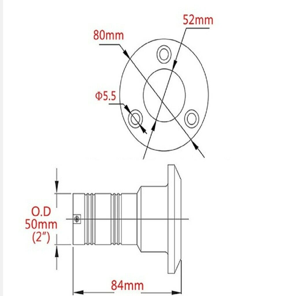 50mm Marine Boat Waste Fuel Tank Deck Fill Filler & Key Stainless Steel