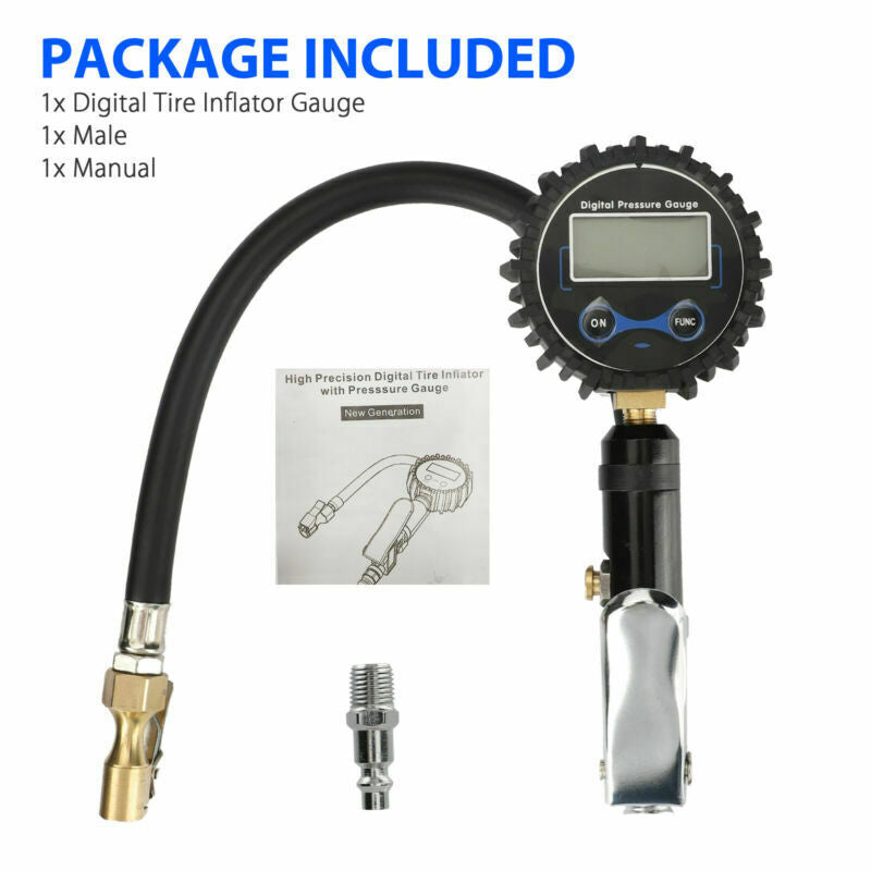 Digital Tire 200 PSI Inflator with Pressure Gauge Air Chuck for Truck/Car/Bike
