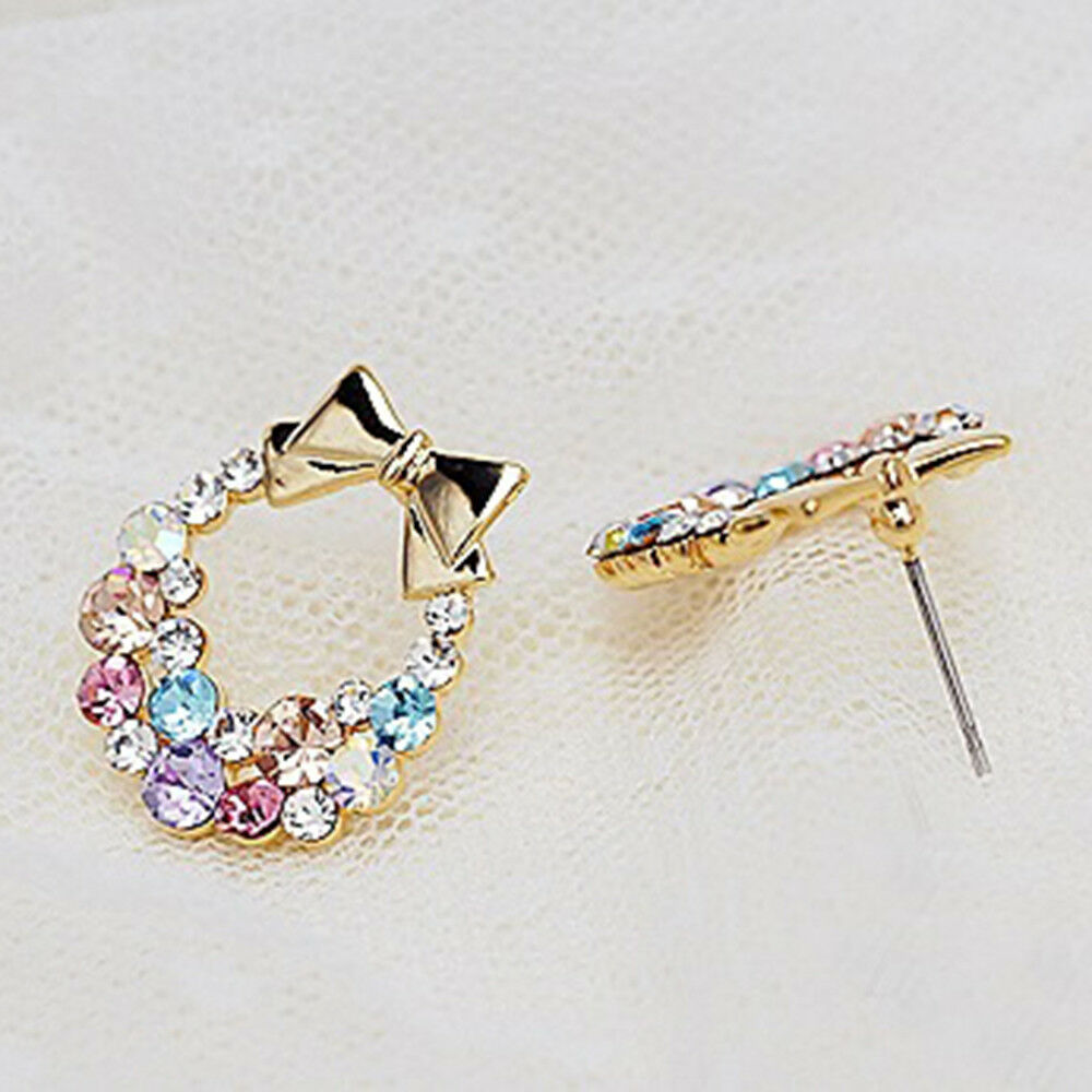 1 Pair Fashion Charm Women Lady Elegant Crystal Rhinestone Ear Stud Earrings
