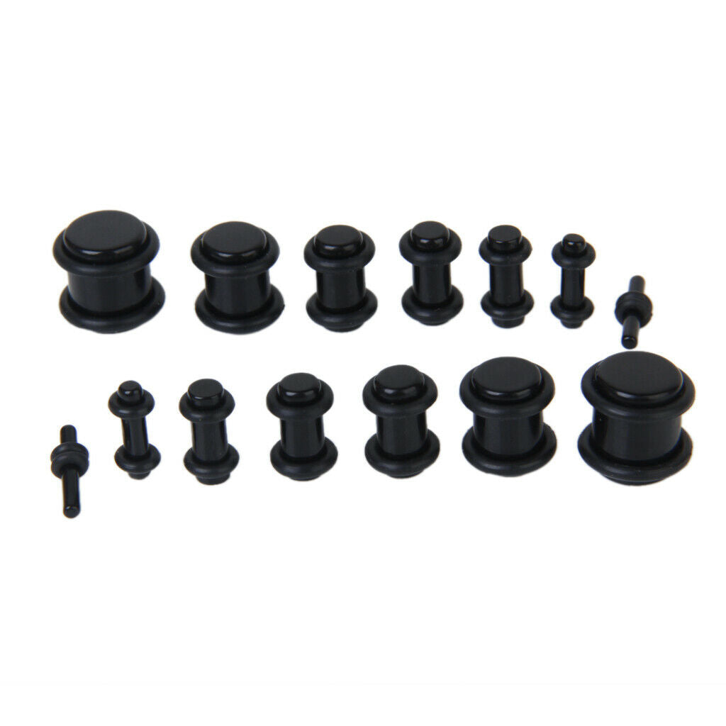 7 Pairs Black Acrylic Ear Tunnels Plugs Ear Stretcher Expanders 00g-12g