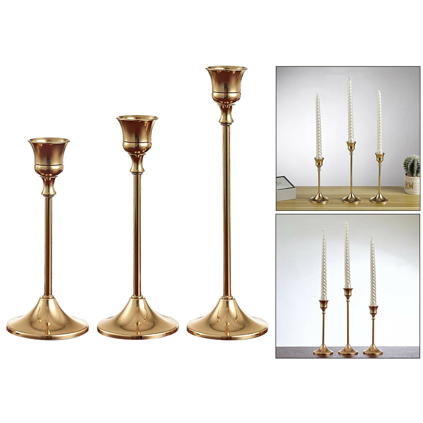 3x Metal Candle Stand Candlestick Holders Taper Stands Wedding Office Decor