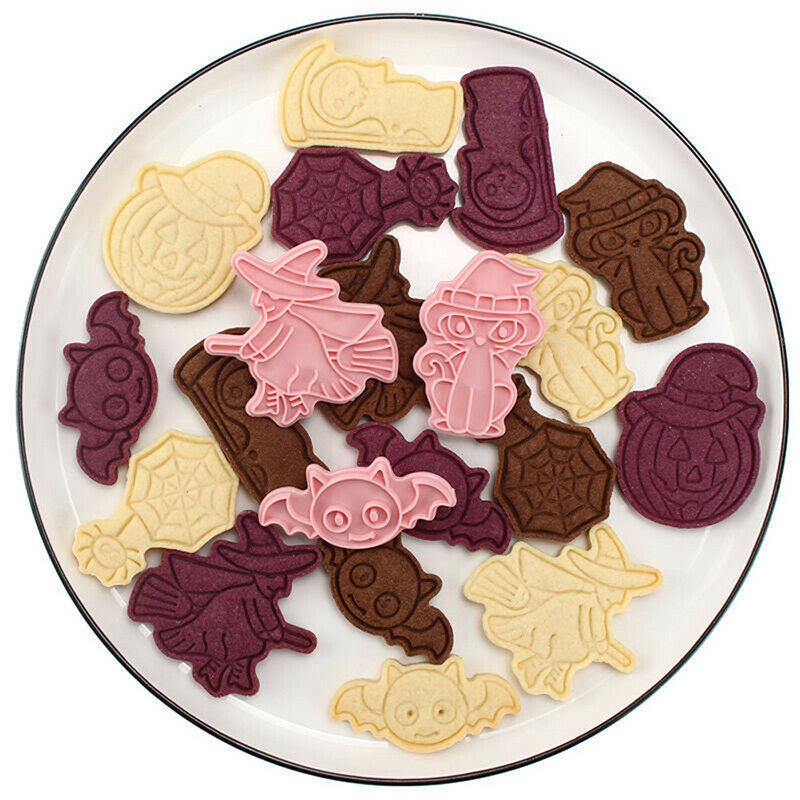 6PCS Halloween Cookie Plunger Cutters Cake Biscuit Sugarcraft Mold Baking ToBDA