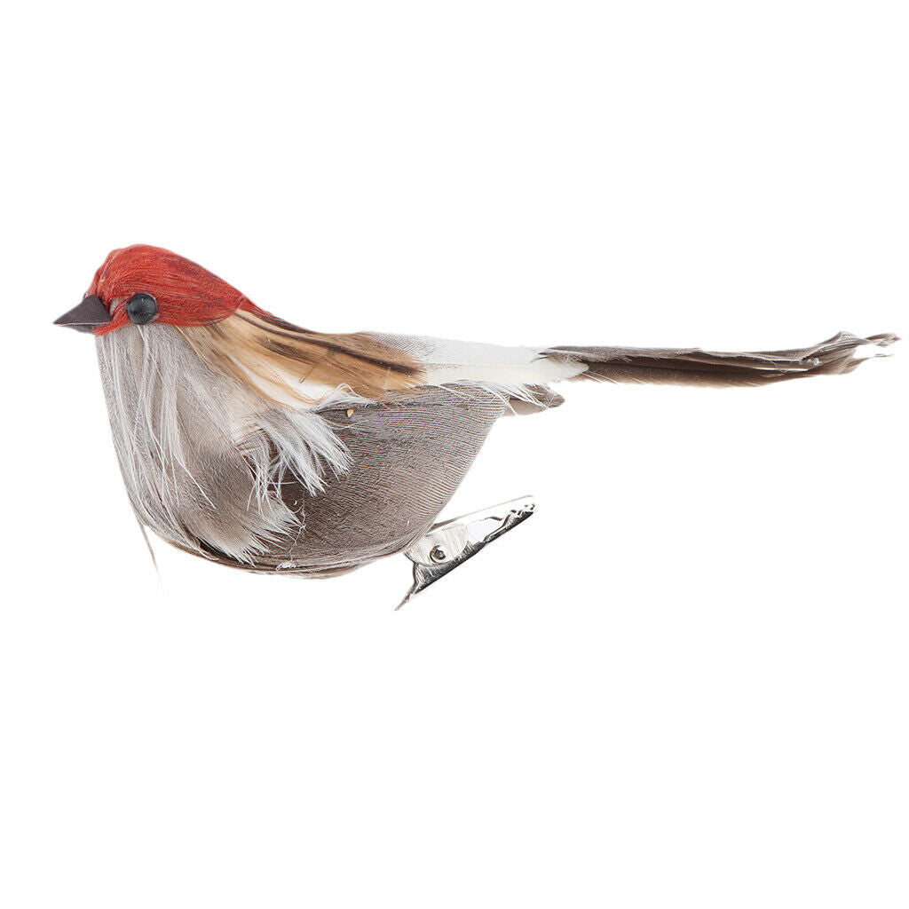 12 Artificial Birds Feathered Realistic Sparrow Outdoor Garden Decor Ornaments