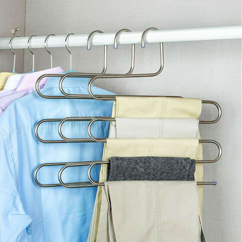 Multi-functional S-type stainless steel trouser rack traceless Non-slip storBDA