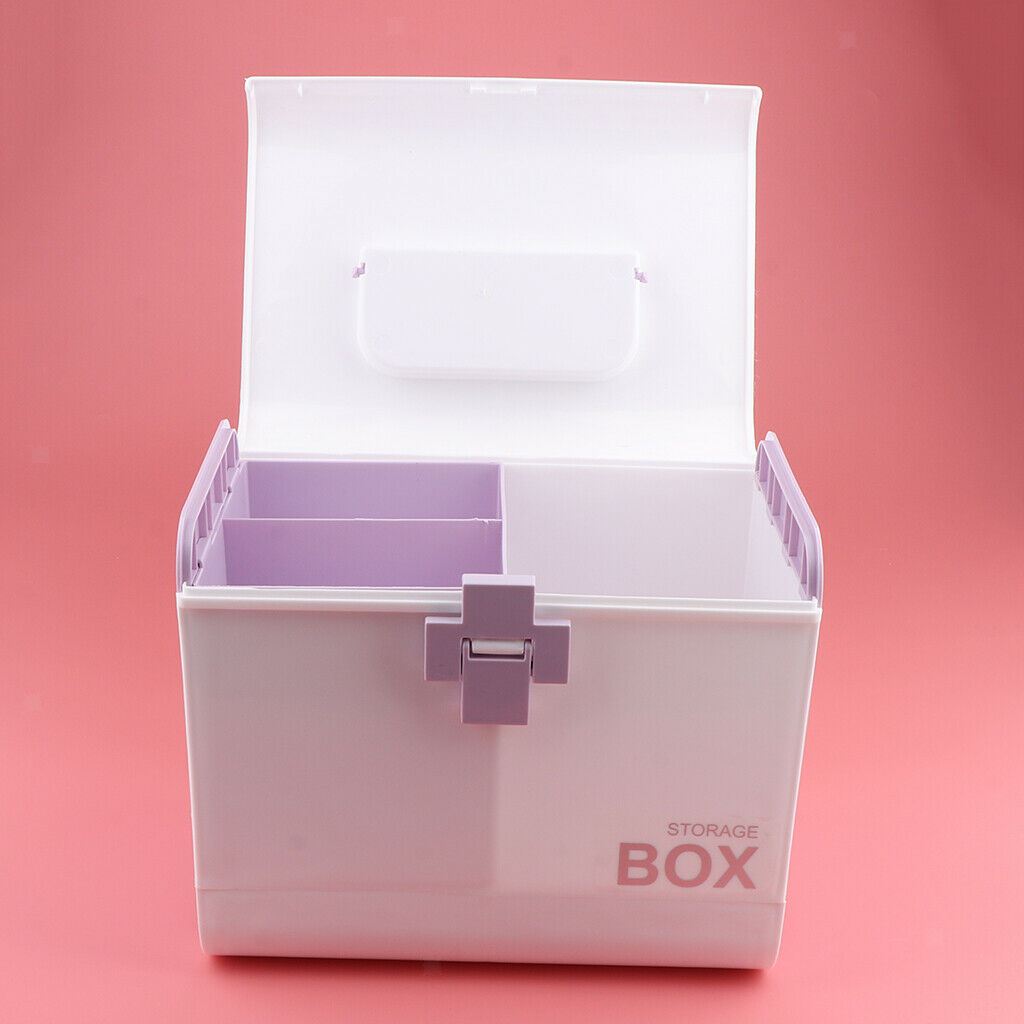 Multi-Use Medicine Art Supplies Organizer Box Makeup Storage Case Purple