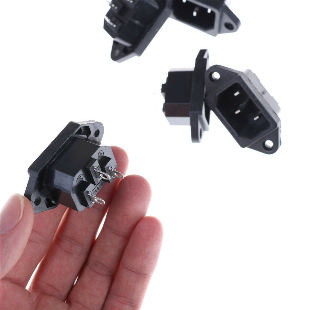 5X 3P IEC 320 C14 Male Plug Panel Power Inlet Sockets Connectors AC 250V 10A M!
