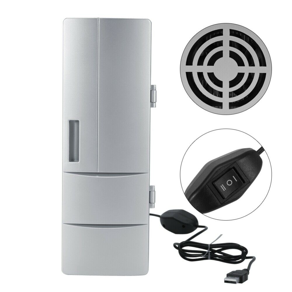 2 In 1 Desktop Mini Fridge USB Gadget Beverage Cans Cooler Warmer Refrigerator