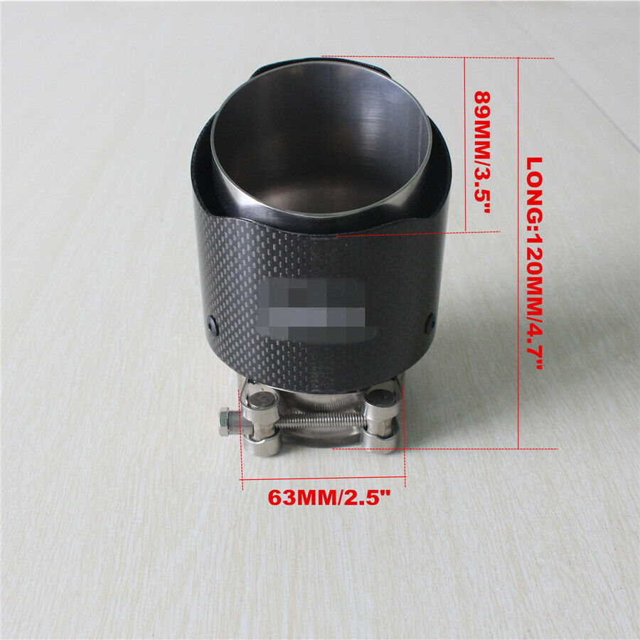 2.5'' Universal Car Exhaust Muffler Pipe Tip Carbon Fiber + Stainless Steel