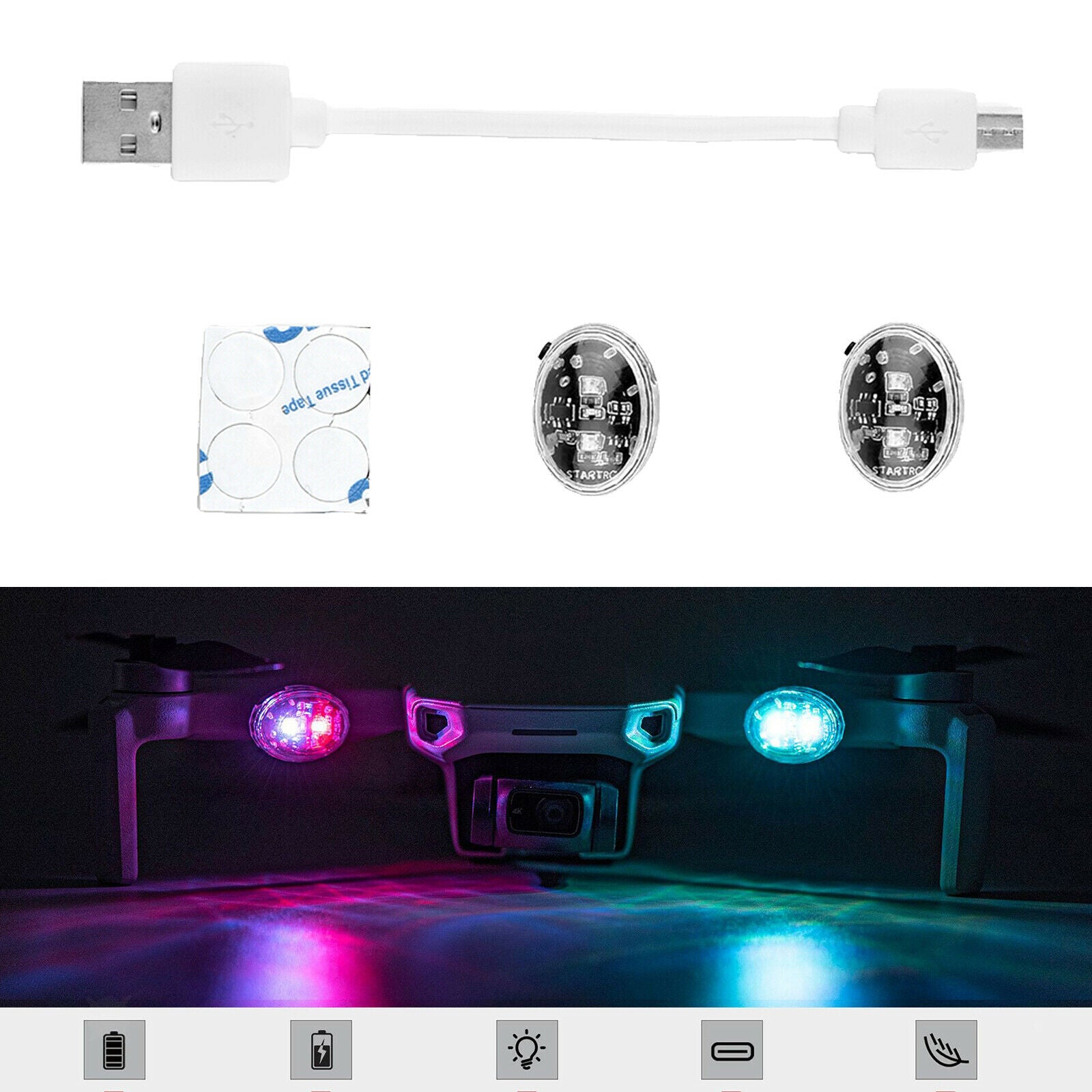 2x Flash Strobe Lamp Flight Light for DJI Mavic Mini Air 2S Upgrade Parts