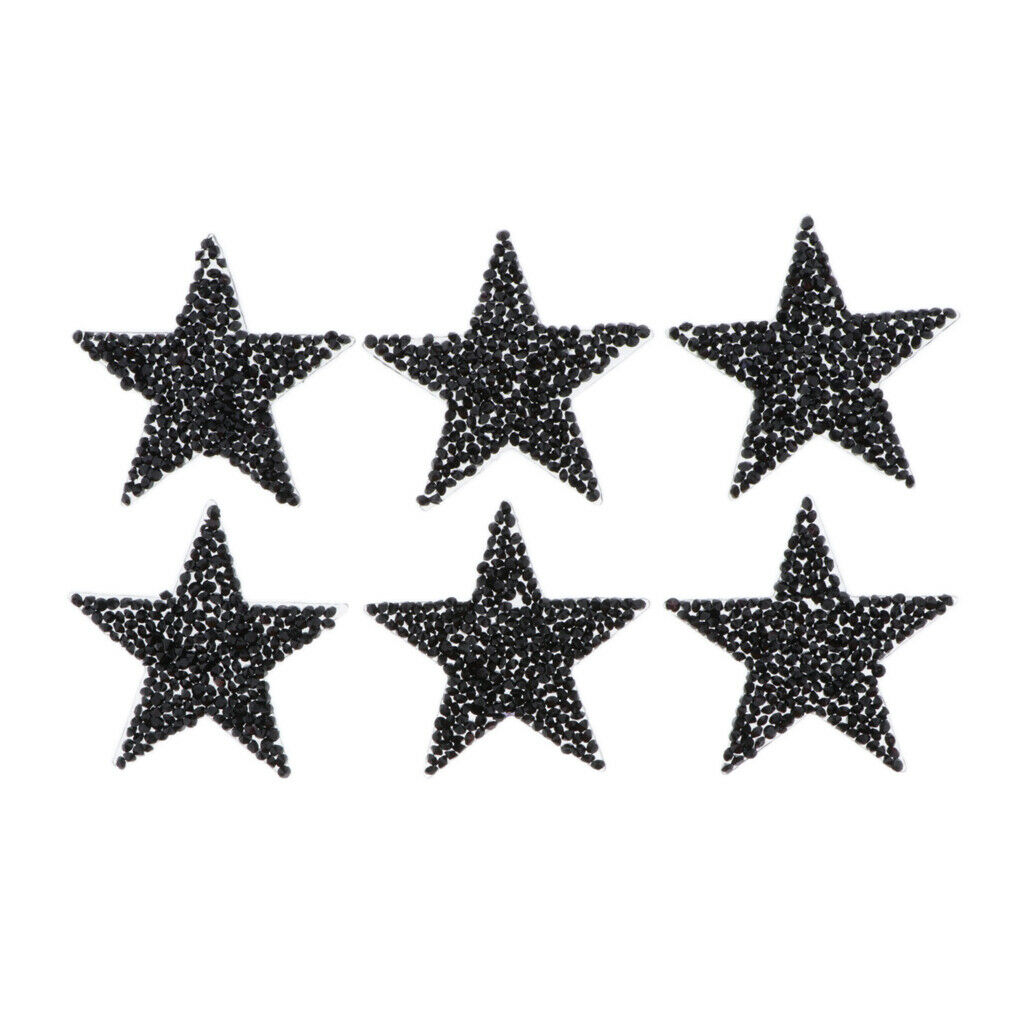 6Pcs Black Star Patches Iron on or Sew on Patches Embroidered Badge Motif