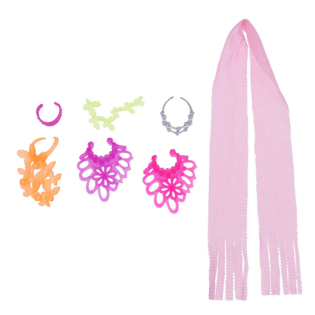 6 Pieces Cute Pink Plastic Neck Headband Choker And Scarf
