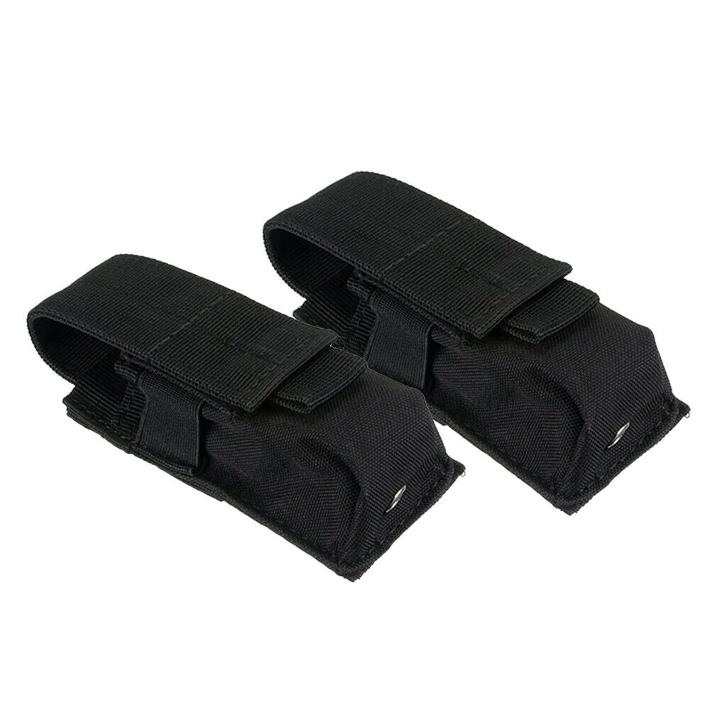 2 Pieces Waterproof Nylon Black Flashlight Molle Pouch Hunting Bag Travel