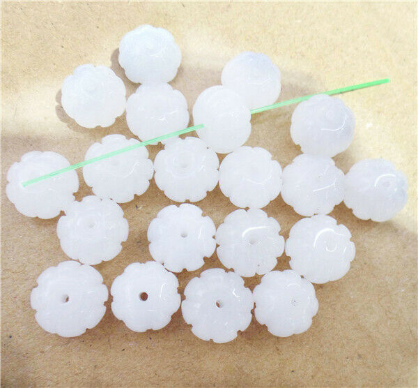 20Pcs 12x9mm White Jade Carved Pumpkin Spacer Loose Beads Halloween DIY HH8430