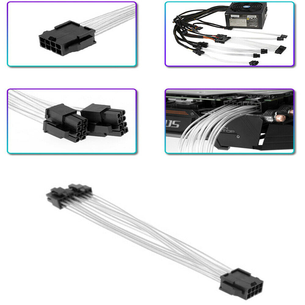 5Pcs 20CM PCI-E 8 pin Female to Dual PCI-E 6+2 pin male GPU Power Cable Splitter