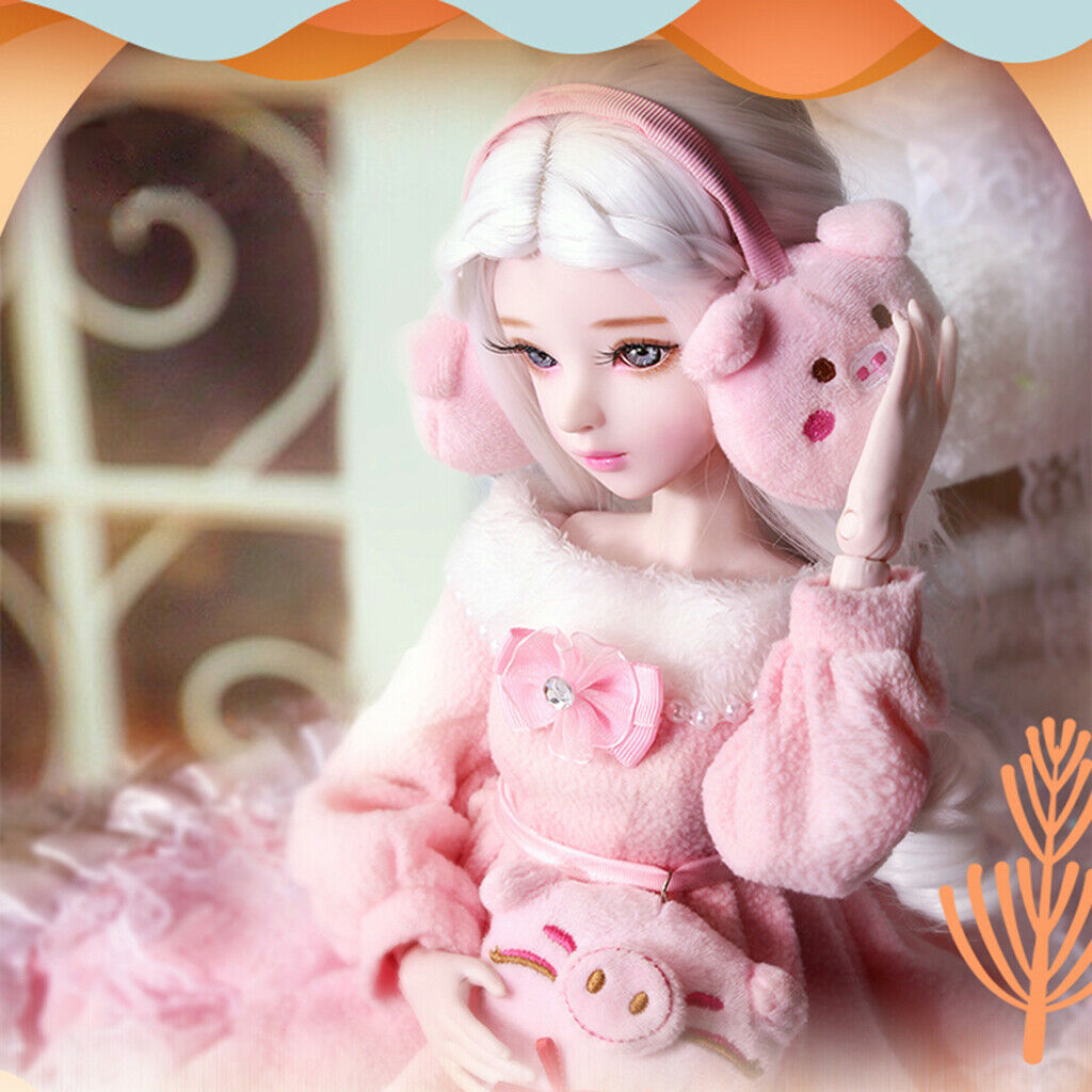 Fashion Pink Plush Fairy Dress with Accessories for 1/3 BJD 60cm Night Lolita