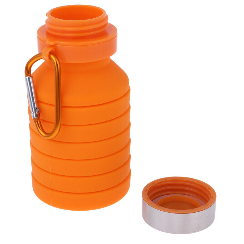 550ml Sports Silicone Foldable Collapsible Water Bottle Camping Travel