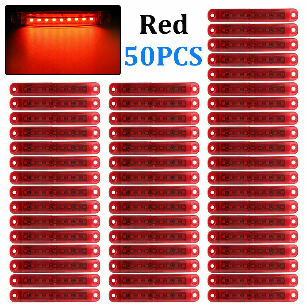 50x Red LED Side Marker Lamp Clearance Trailer Light Indicators Truck Van 12/24V