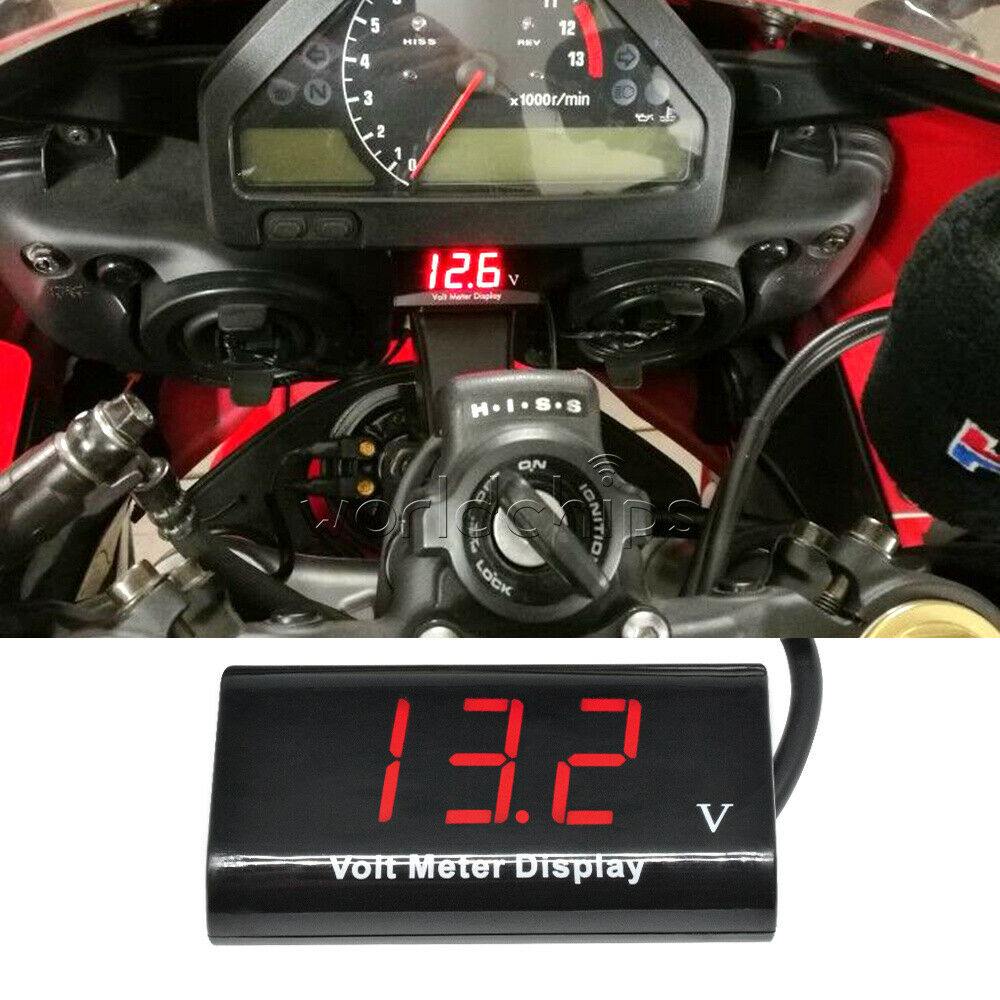 Digital DC 8-18V 0.56 inch LED Tube 2 Wire IPX6 Waterproof Red Voltmeter For Car