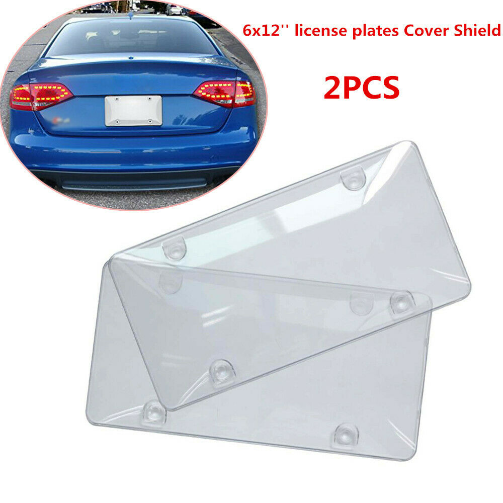 2PCS 6x12â€˜â€™ novelty Clear Flat License Plate Cover Shield Plastic Tag Protector