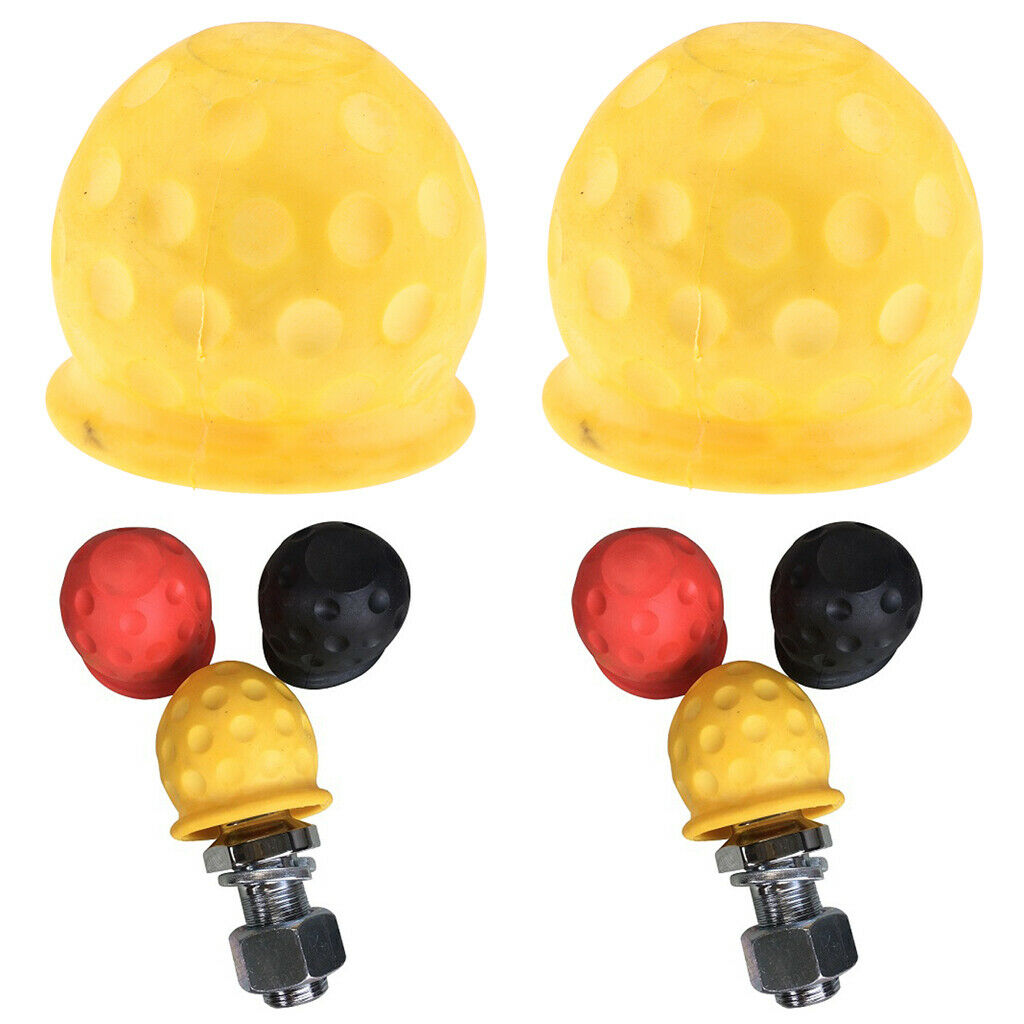 2 Pieces Universal Tow Ball Cap Protection Cover for Car Caravan Yellow