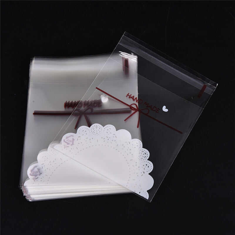 100x Clear LolliChocolate Cookies Favor Candy Cello Bag Cellophane 10*1&lJCABDA