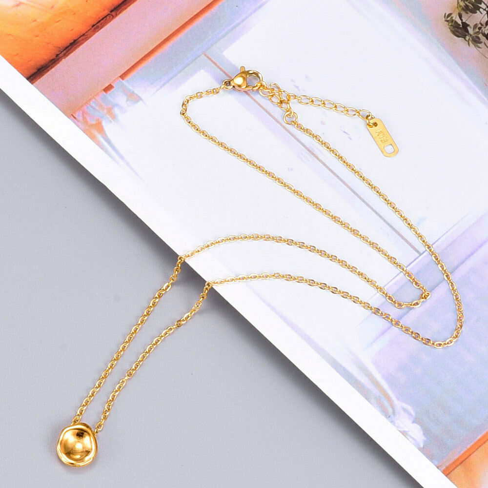 Woman Stainless Steel Elegant Golden Drop Pendant Charm Necklace Stunning Gift