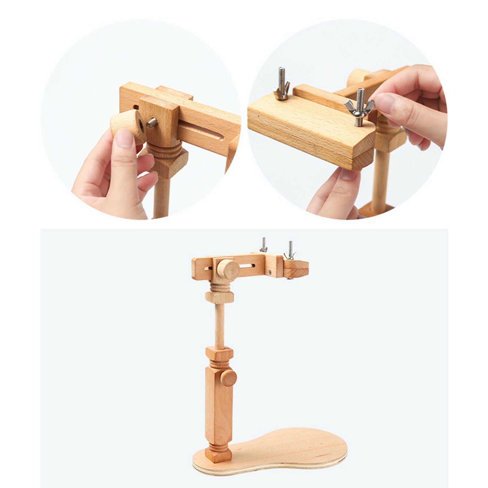 Wooden Hoop Frame Stitching with Adjustable Cross Stitch Holder