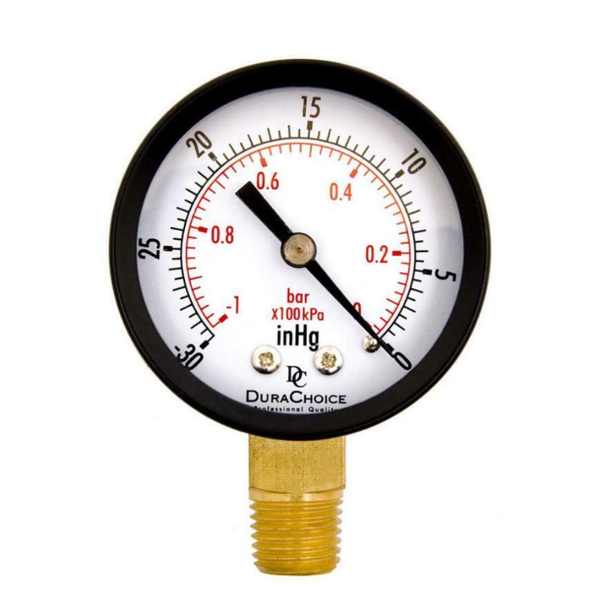 2 inch Dry Utility Vacuum Pressure Gauge Blk.1/4 NPT Lower