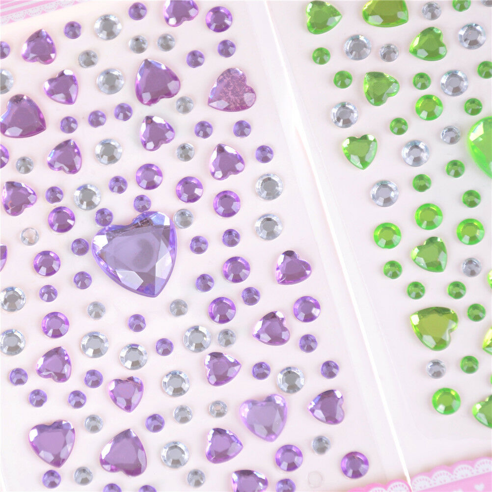 1Sheet Heart Rhinestone Phone Car Art Craft Diy Scrapbooking Stickers Kids.l8