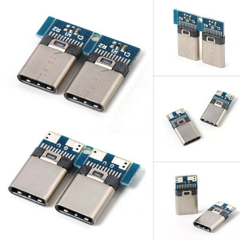 6X USB 3.1 Type C Male Solder Cable Plug Connector Socket Attached PC Board Sets