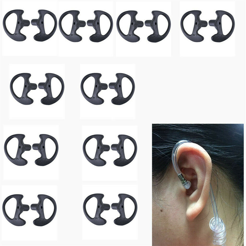 10Pairs Silicone Ear Bud for 2-way Radio Covert Acoustic Tube Earphone Black