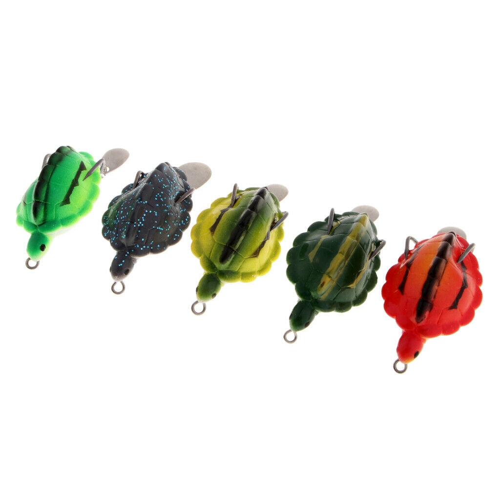 5pcs Soft Silicone Frog Fishing Lure Topwater Hook Baits Crankbaits