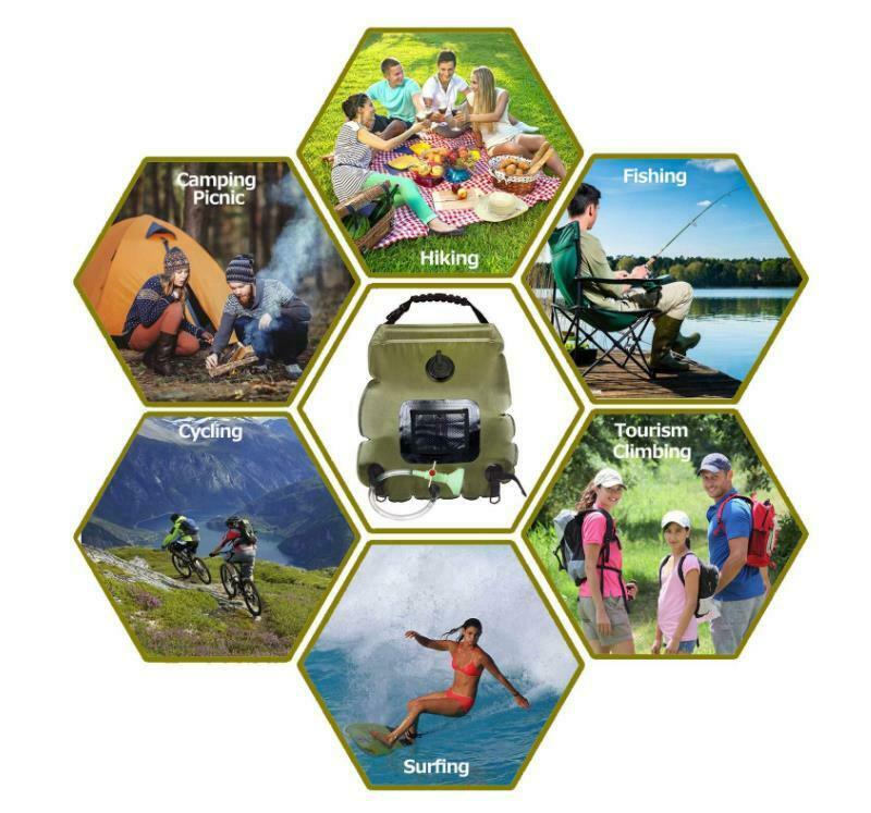 Portable 20L Shower Heating Pipe Bag Solar Water Heater Outdoor Camping Camp