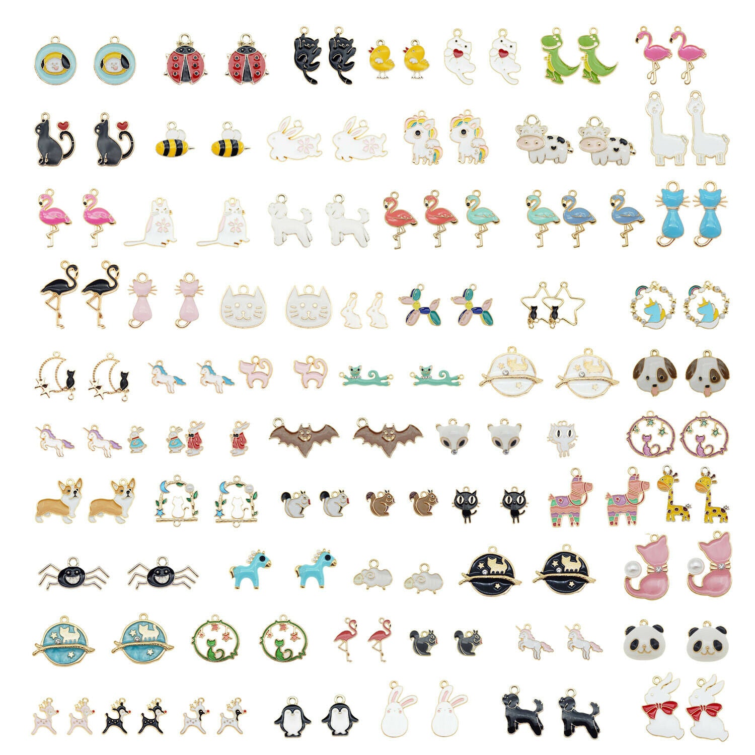 20pcs Assorted Mixed Enamel Alloy Animal Series Pendant Charms DIY Accessories