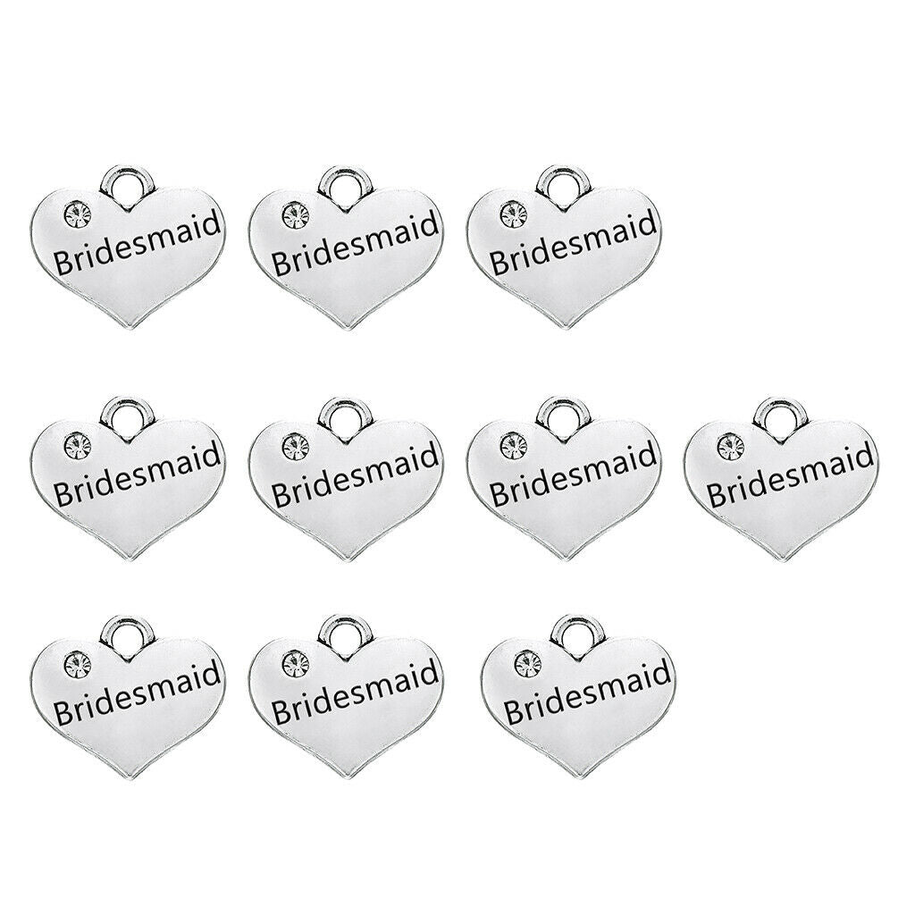 10pcs Crystal Heart Charm Bracelet Necklace Pendant Beads for Jewelry Making