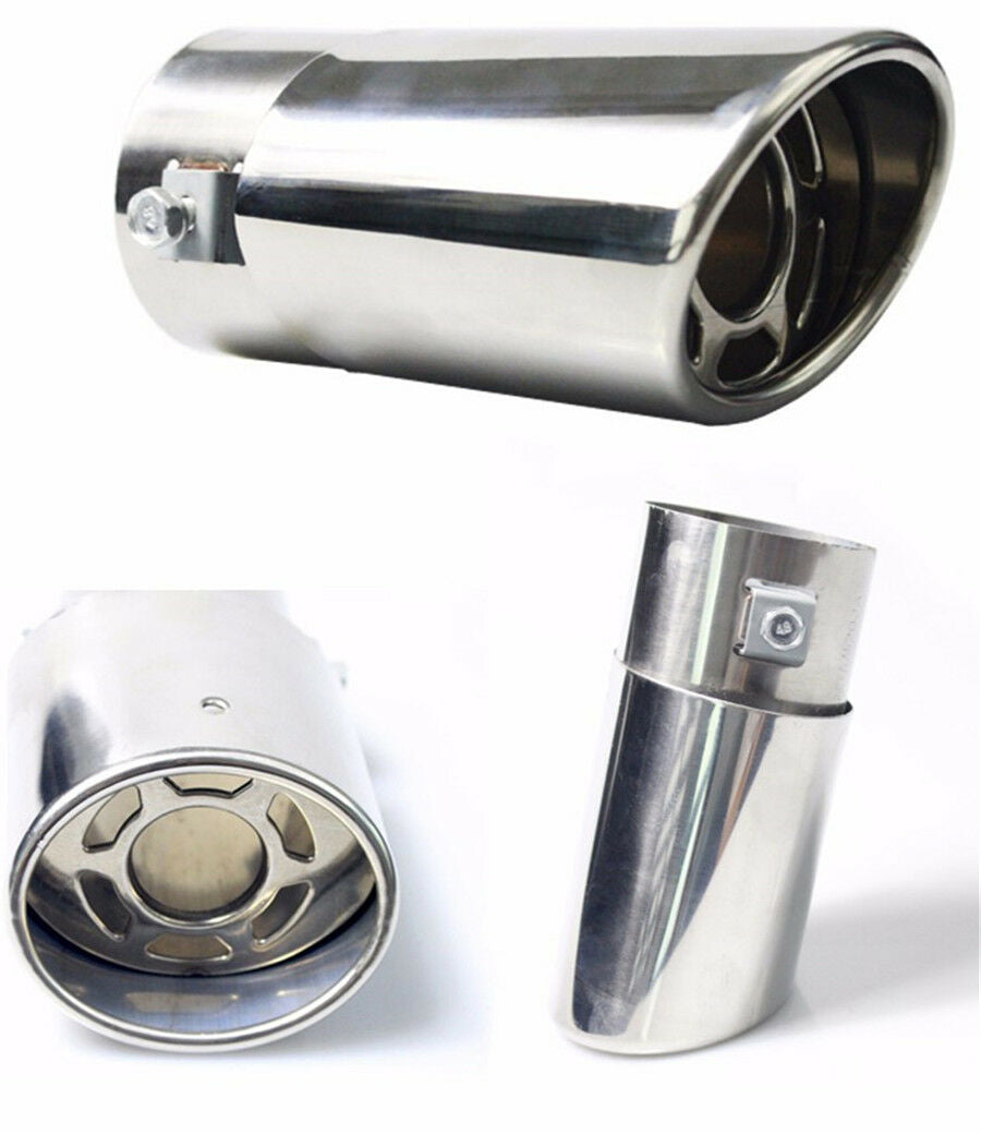1x Chrome Stainless Steel Car Rear Round Exhaust Pipe Tail Muffler Tip Cover USA