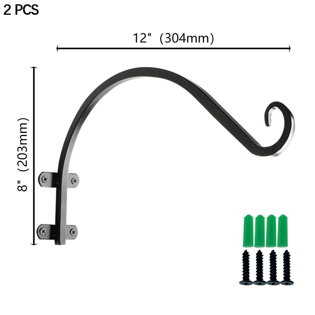 2-pack Hanging Plant Bracket Hangers Hooks Garden Rust-Resistant S-shaped
