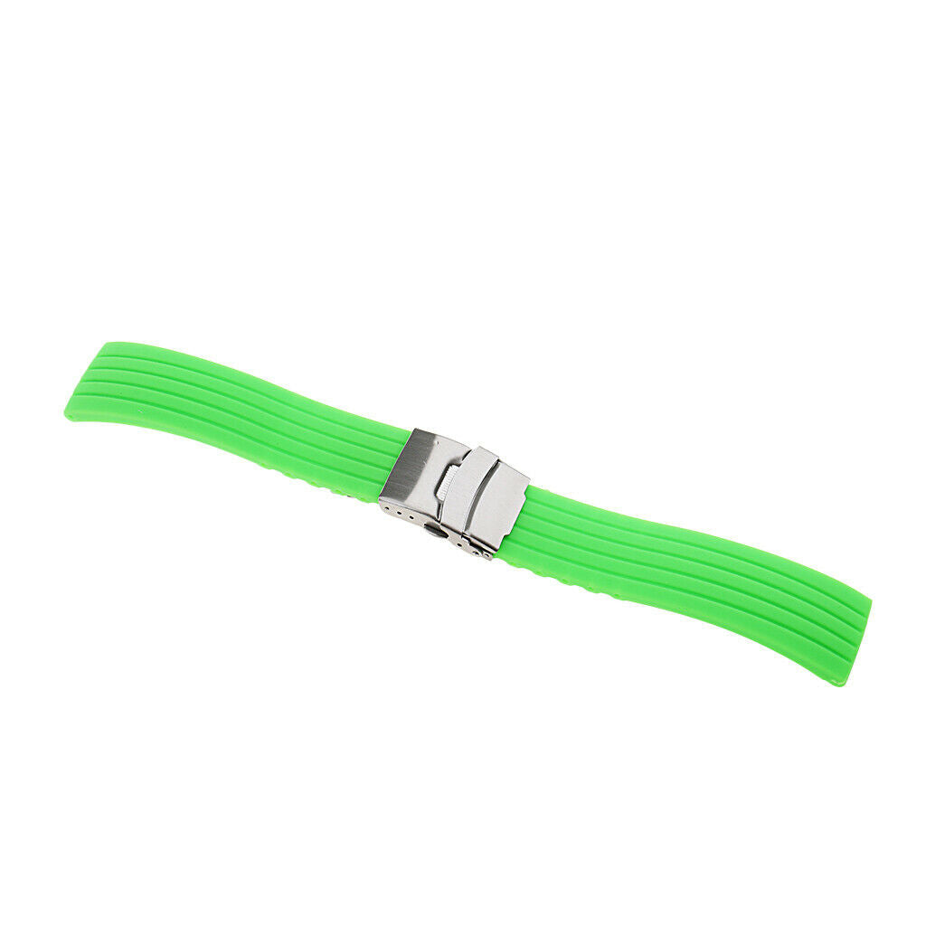 19.5cm Fashion Casual Green Waterproof Silicone Rubber Watch Strap Band